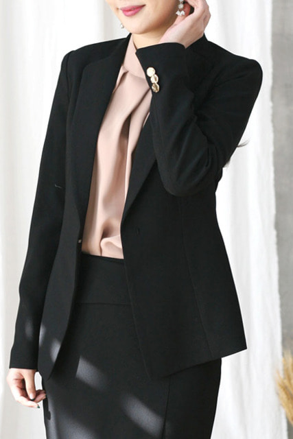 베이직 라인 자켓(블랙) 오피스룩 유니폼 기본 정장 코디 결혼식 하객 패션 면접 77 단체복 세트